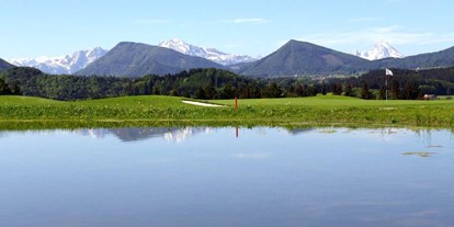 Golfurlaub - Terrasse - Traumblick vom Golfplatz mit
Alpenpanorama. - Römergolflodge