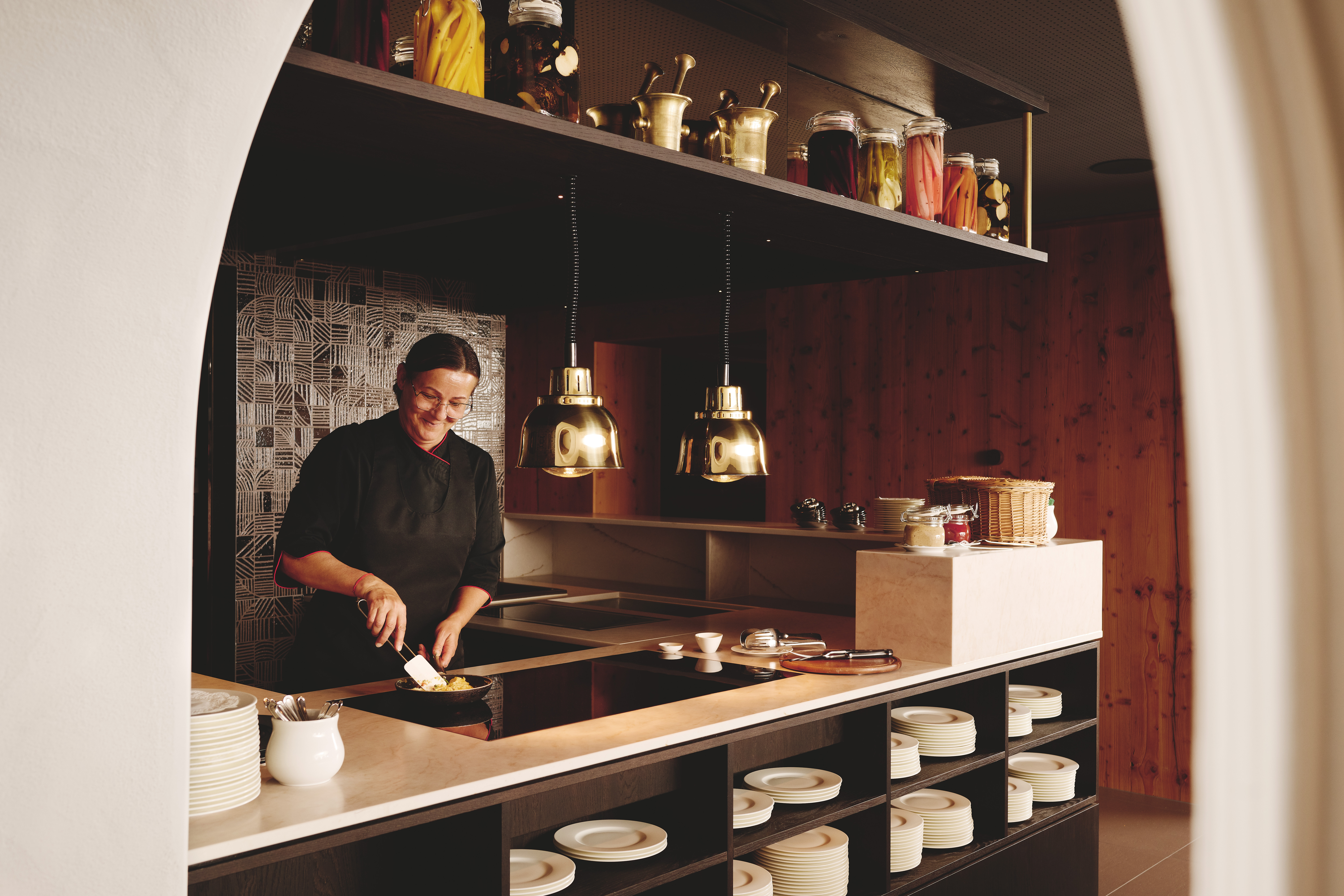 Golfhotel: Live-Cooking Station im Burg Hotel  - Burg Hotel Oberlech